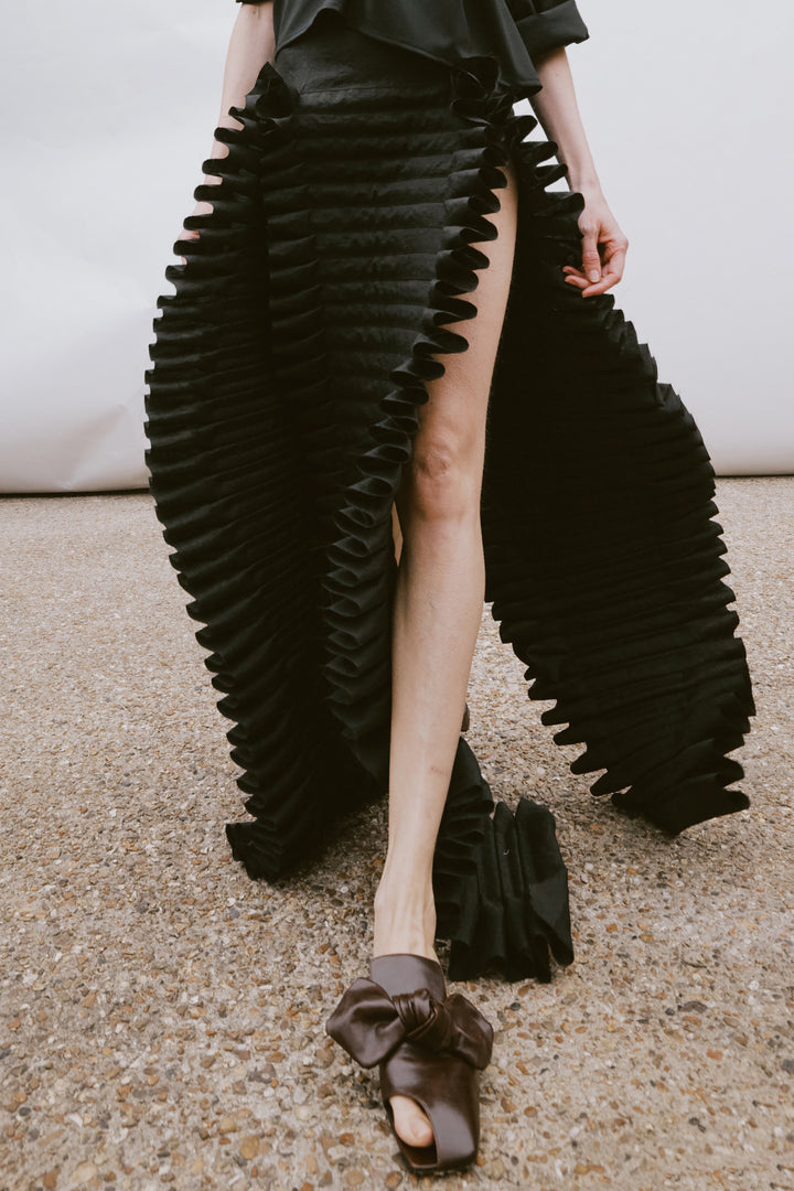 Tim Open Toe Shoes With Bow Brown