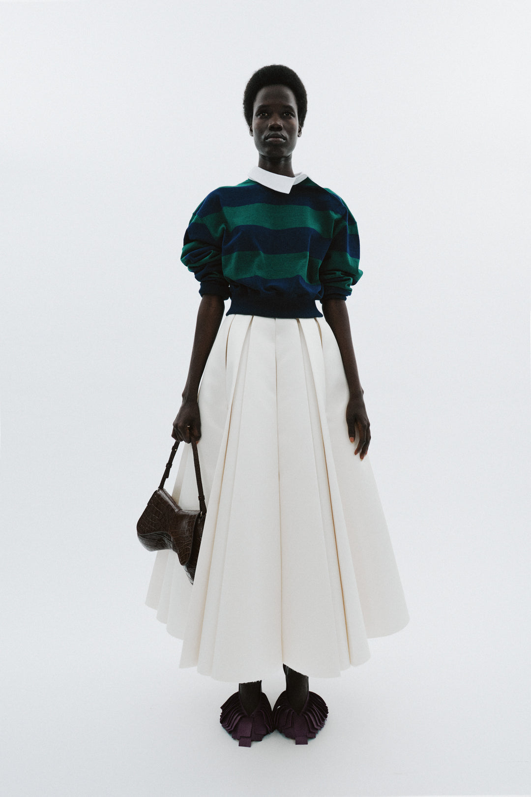 Satin Panelled Skirt Ivory