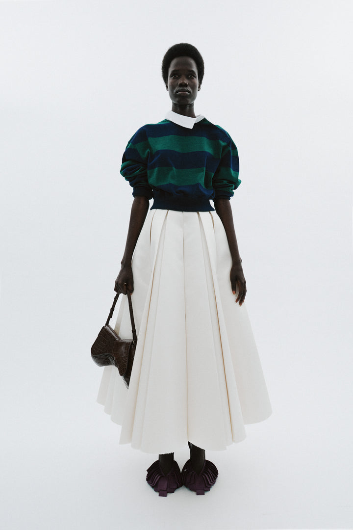 Satin Panelled Skirt Ivory