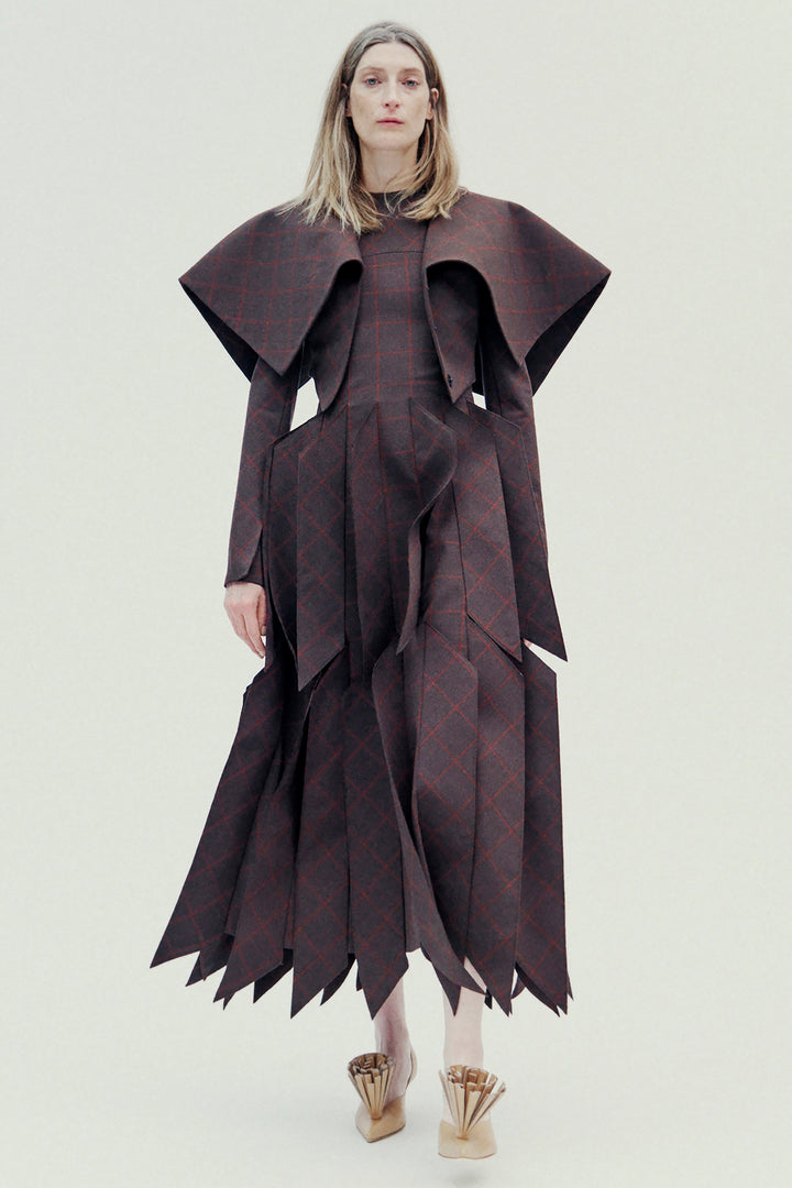 Dress With Panel Brown Check