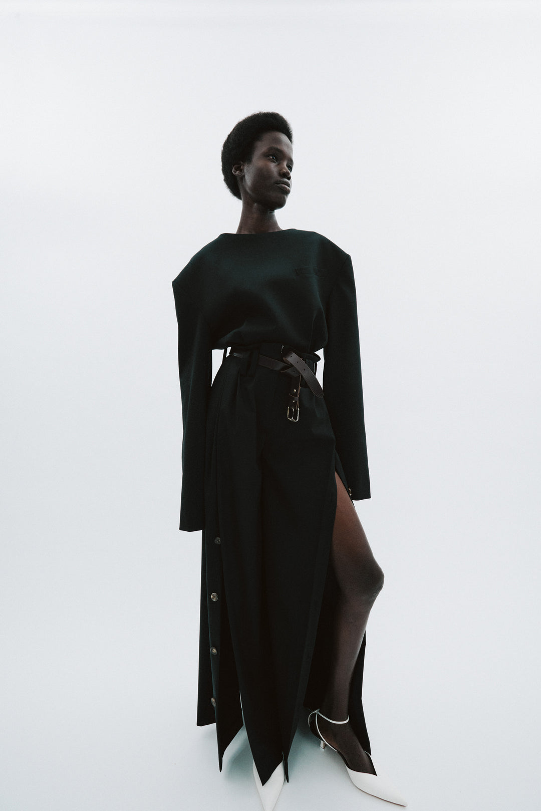 Full Split Wide Leg Trousers Black