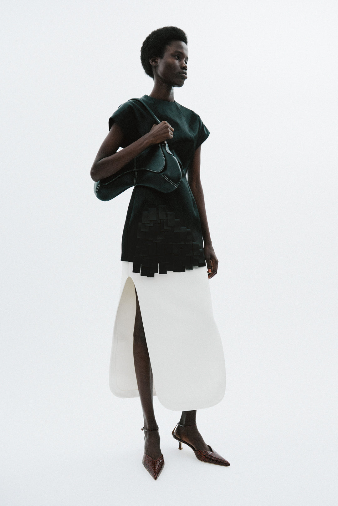 Satin Top With Rectangle Detail Black