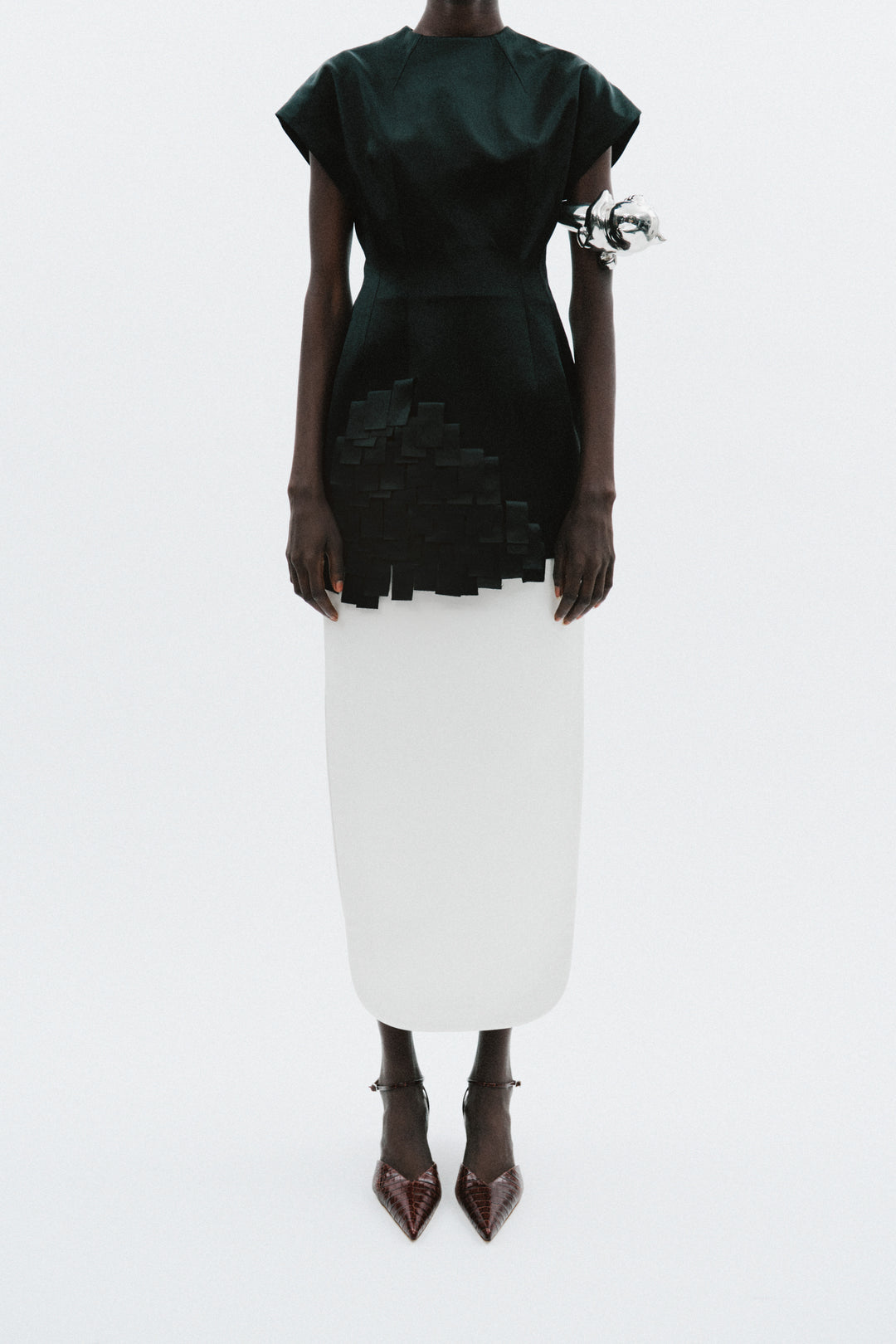 Satin Top With Rectangle Detail Black