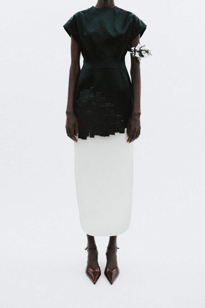 Satin Top With Rectangle Detail Black