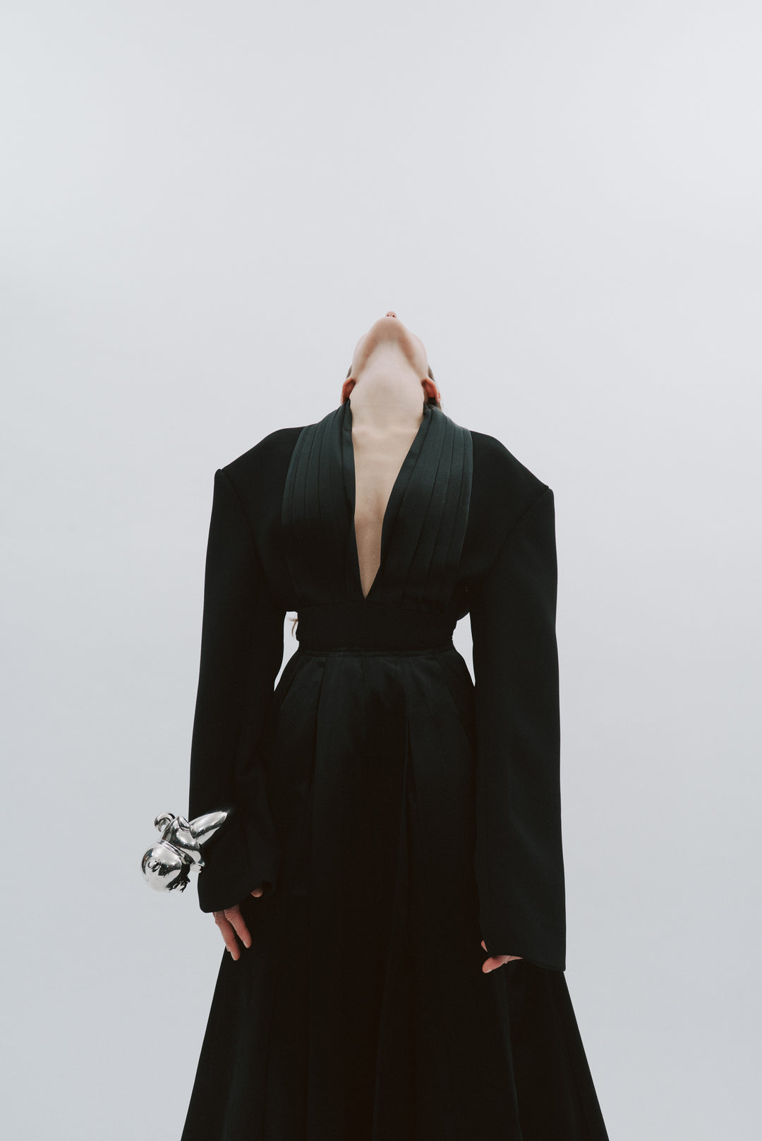 Cummerbund Collar Tuxedo Top Black