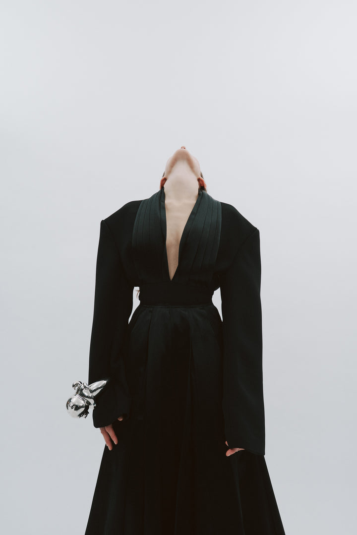 Satin Panelled Skirt Black