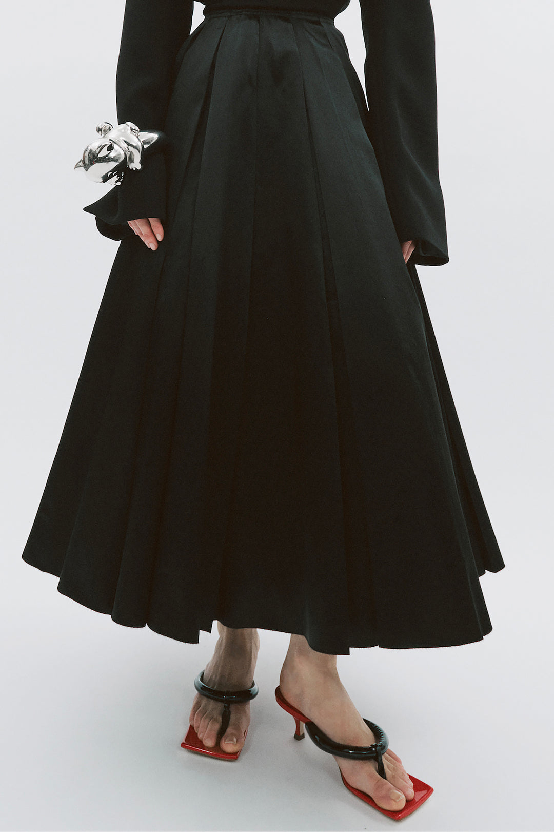 Satin Panelled Skirt Black