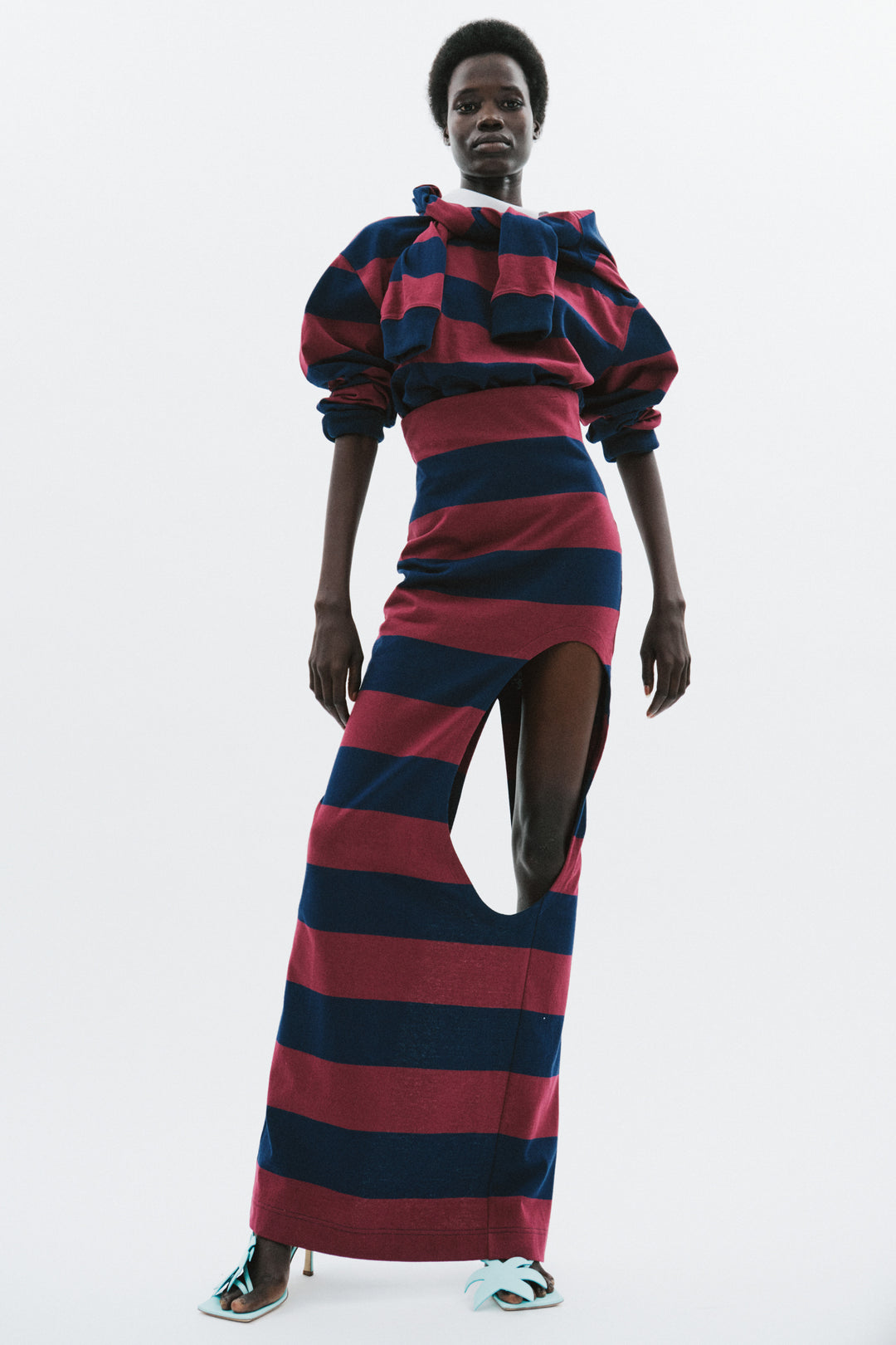 Pencil Skirt With Cut Out Burgundy Navy