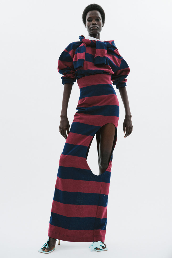 Pencil Skirt With Cut Out Burgundy Navy