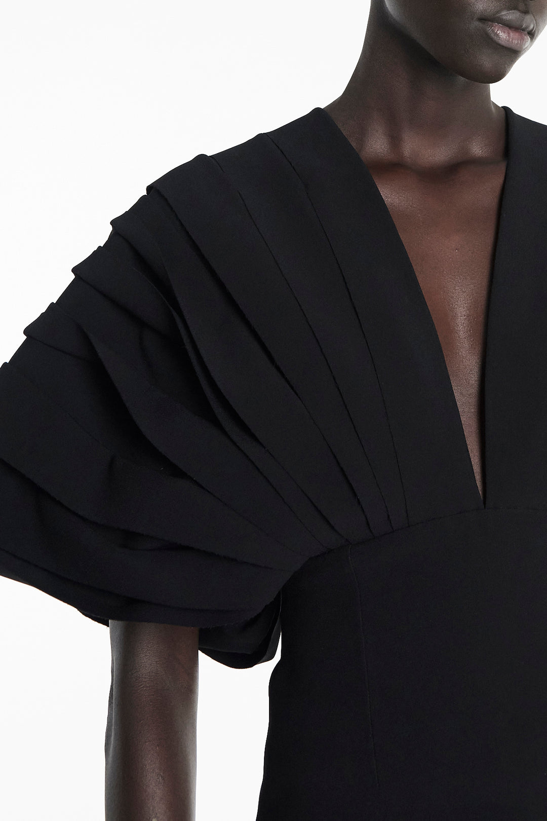 Multi Panel Deep V-Neck Top Black