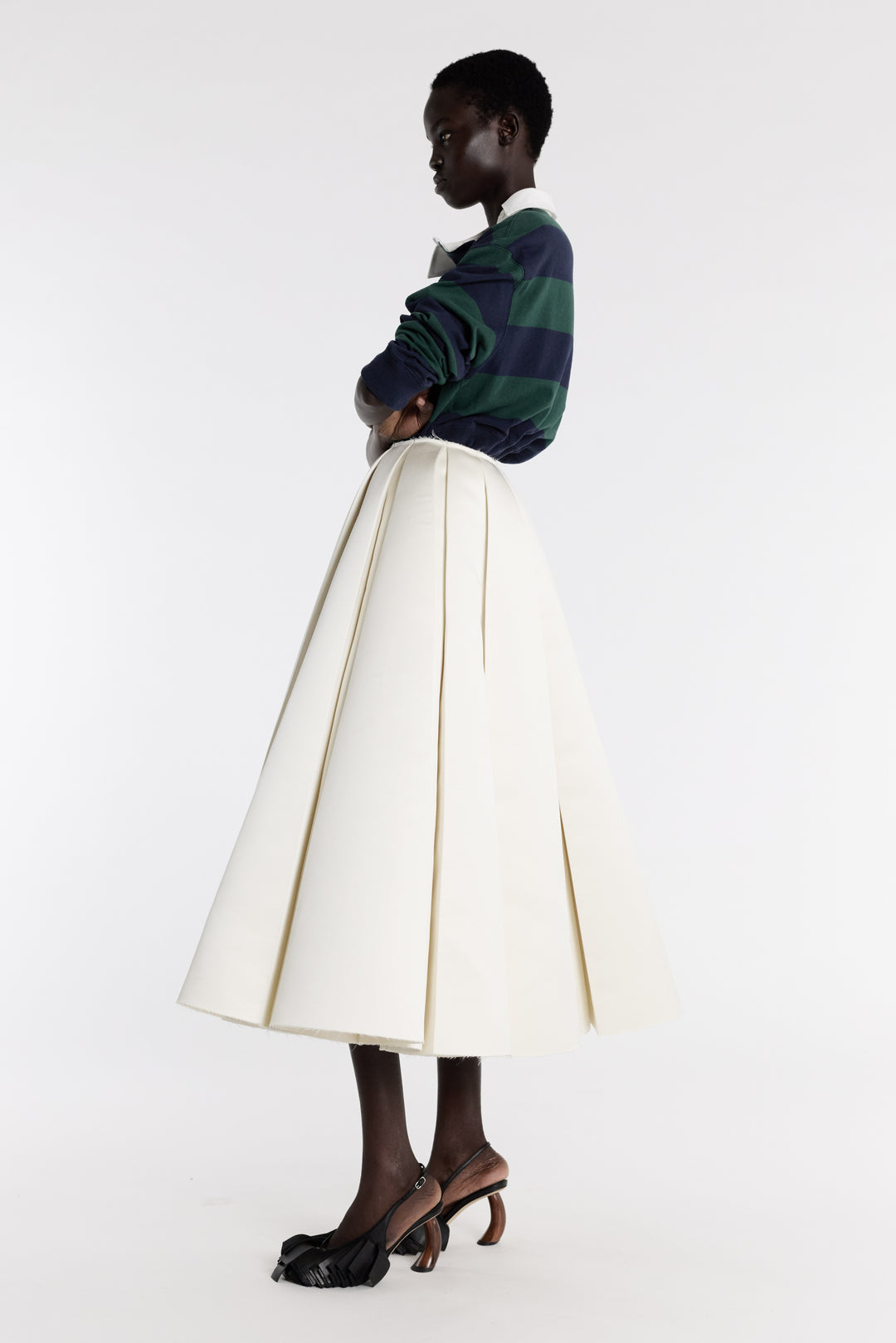 Satin Panelled Skirt Ivory