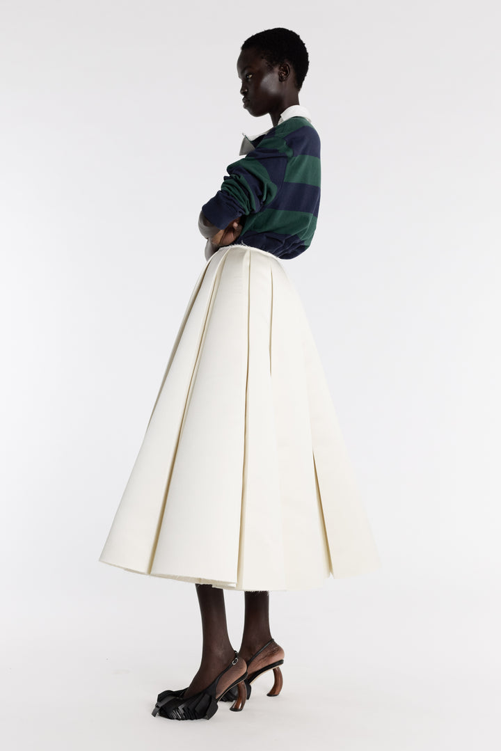 Satin Panelled Skirt Ivory