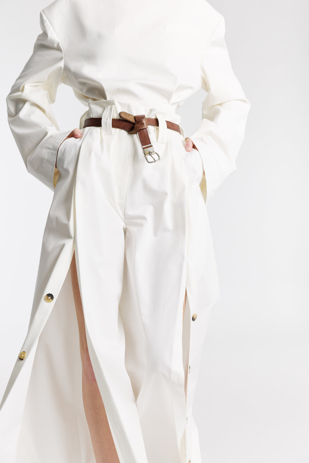 Full Split Wide Leg Trousers White