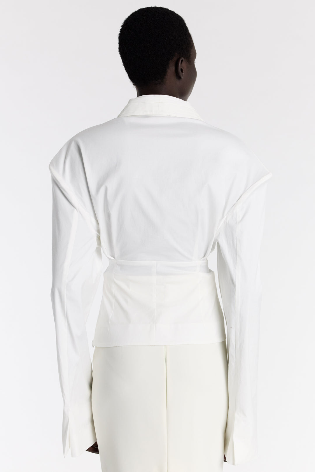 Cummerbund Collar Tuxedo Top White