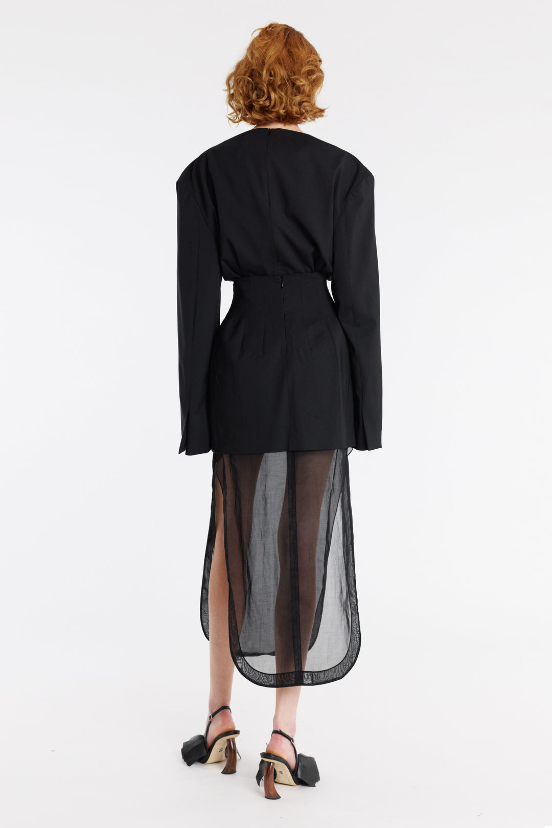 Basque Skirt With Organza Layer Black