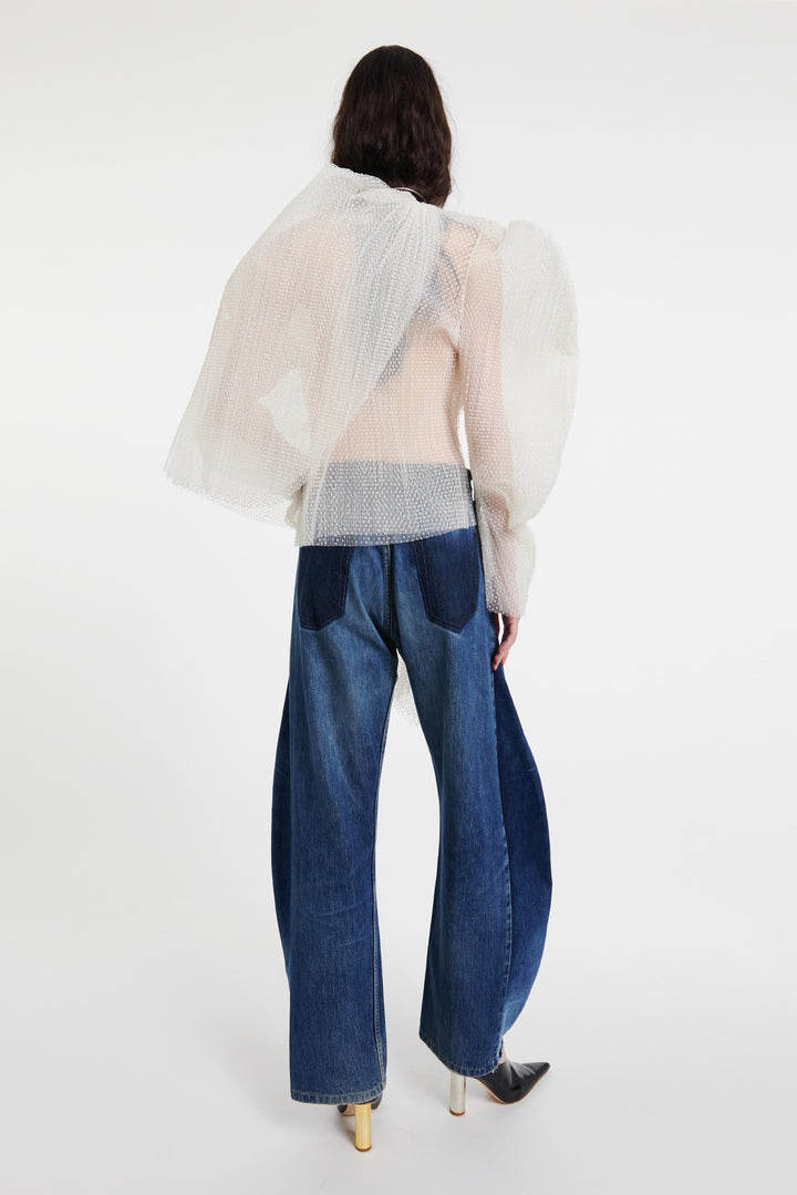 Upcycled Jeans With Curved Side Inserts Blue Denim