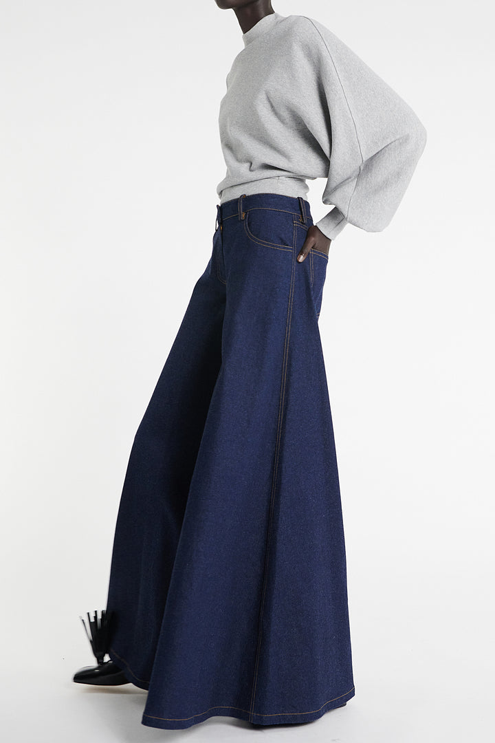 Wide Leg Denim Indigo Rinse Wash
