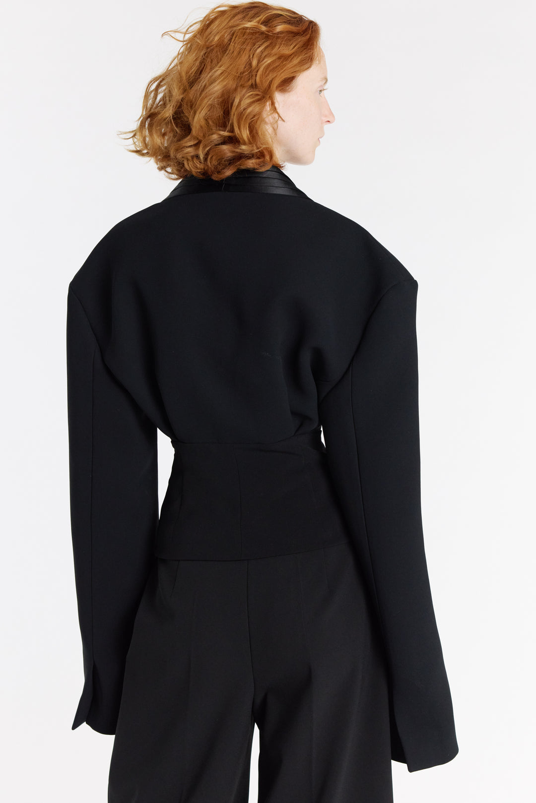 Cummerbund Collar Tuxedo Top Black