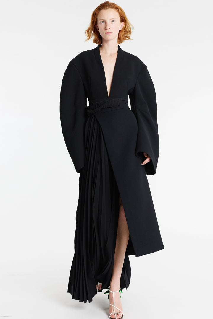 Skirt With Pleated Insert Black