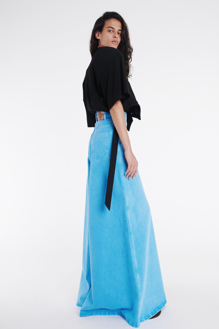 Super Wide Leg Mirror Jeans Bright Blue