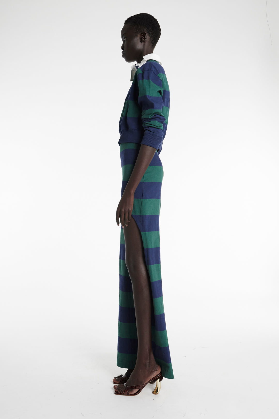 Pencil Skirt With Cut Out Emerald Green Navy