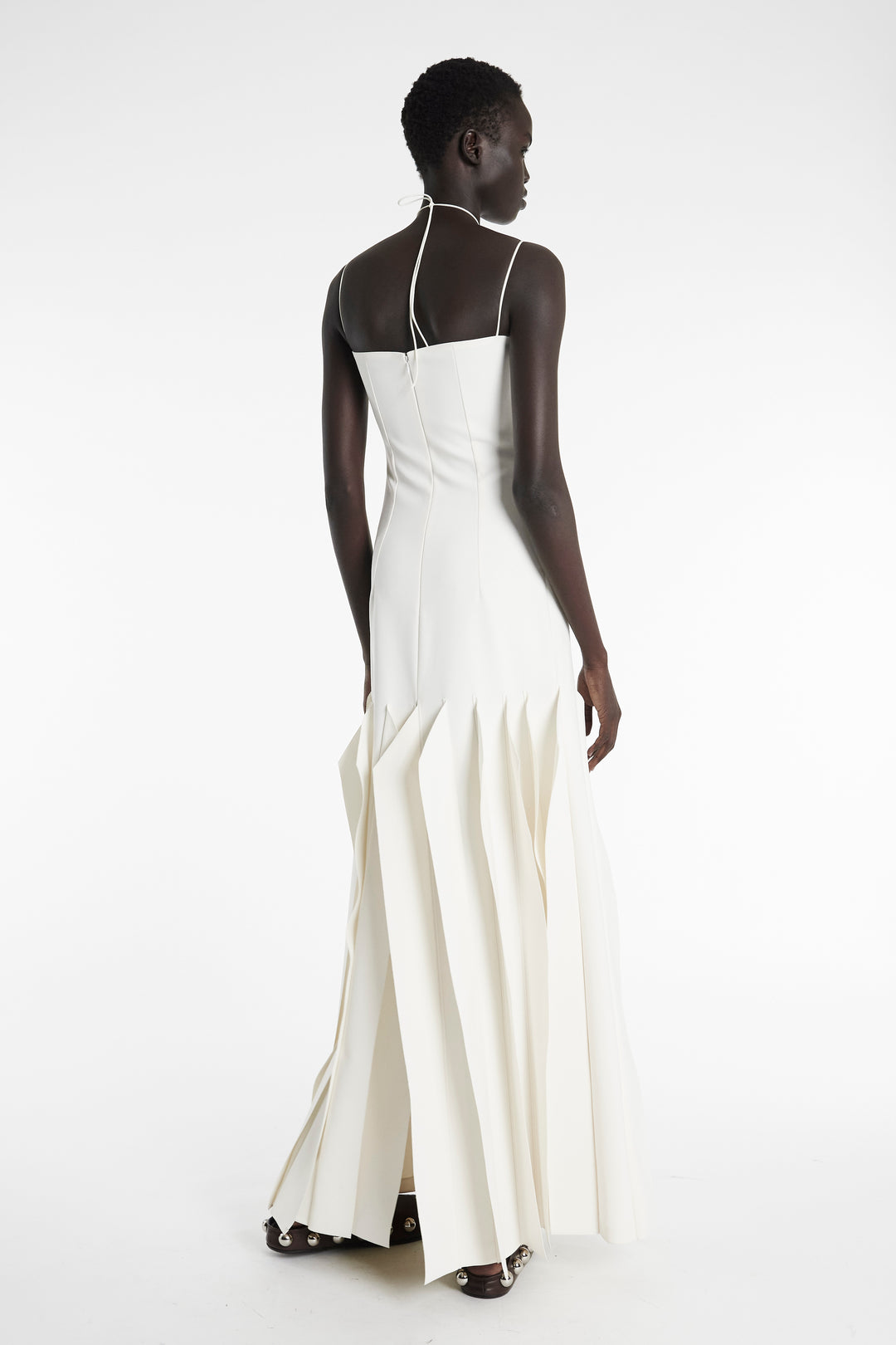 Full Length Lip Choker Dress Ivory