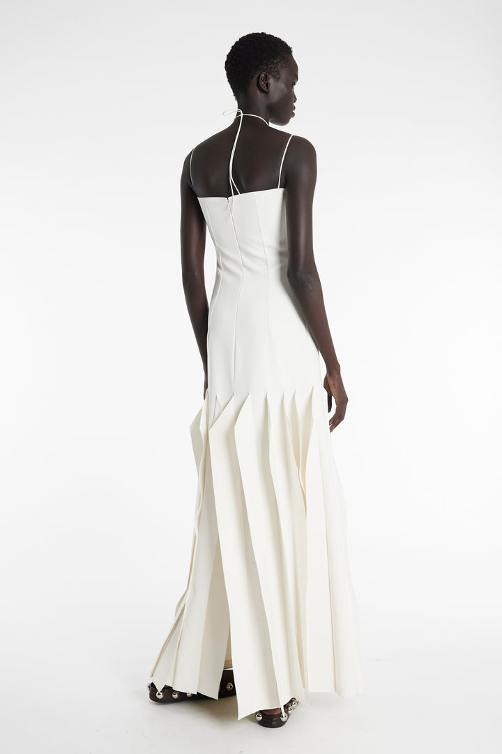 Full Length Lip Choker Dress Ivory