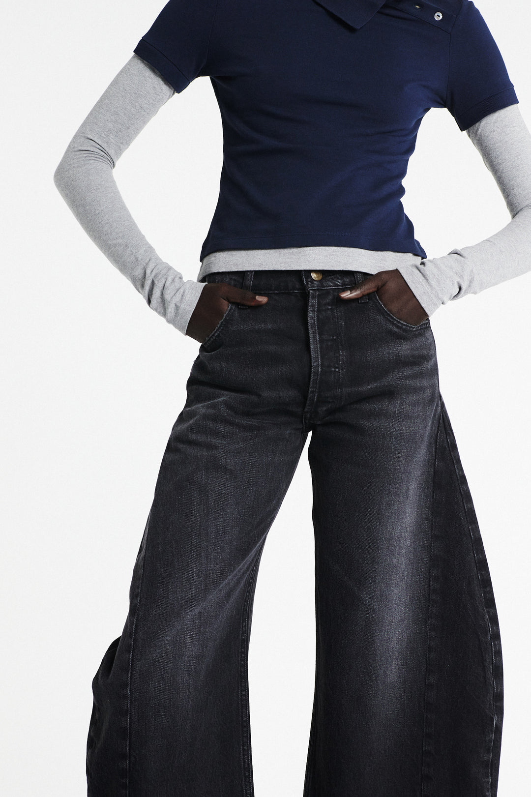 Denim Jeans With Inserts Washed Black