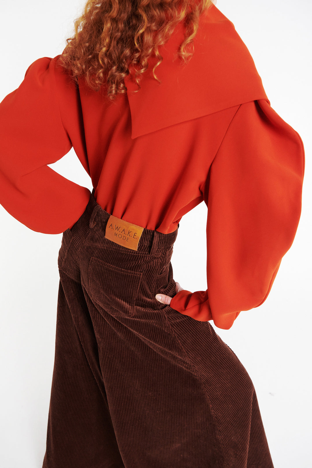 Draped Collar Top Terracotta