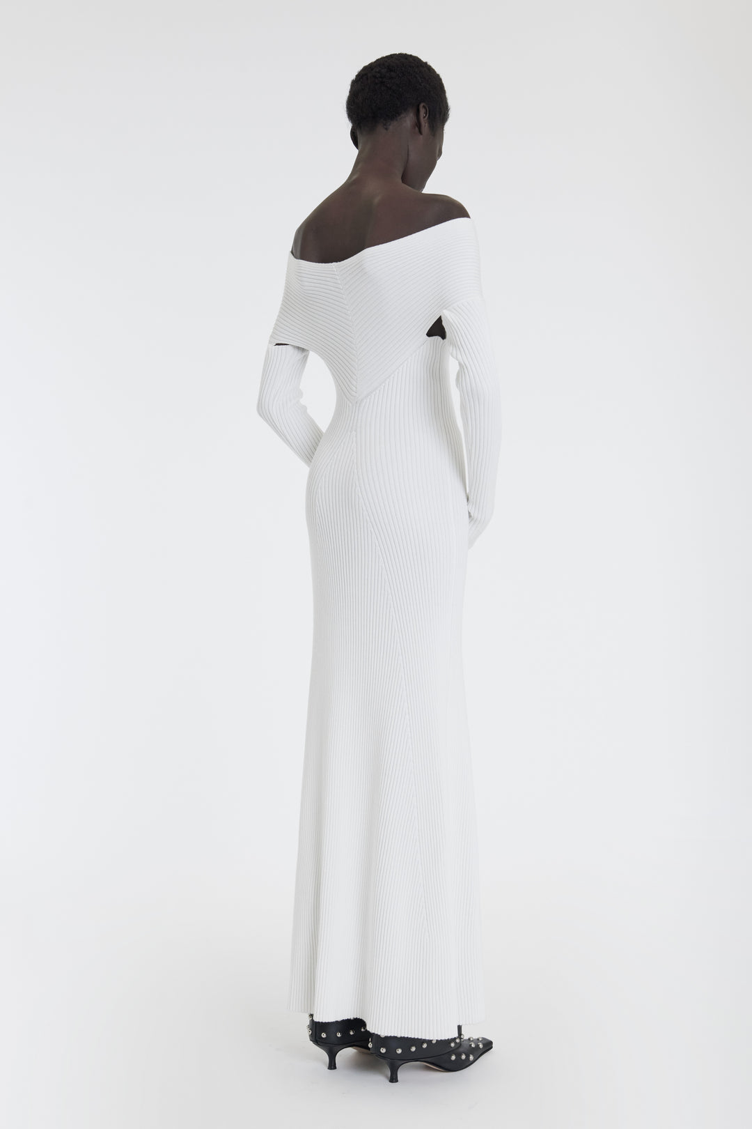 Knit Maxi Off Shoulder Dress Ivory