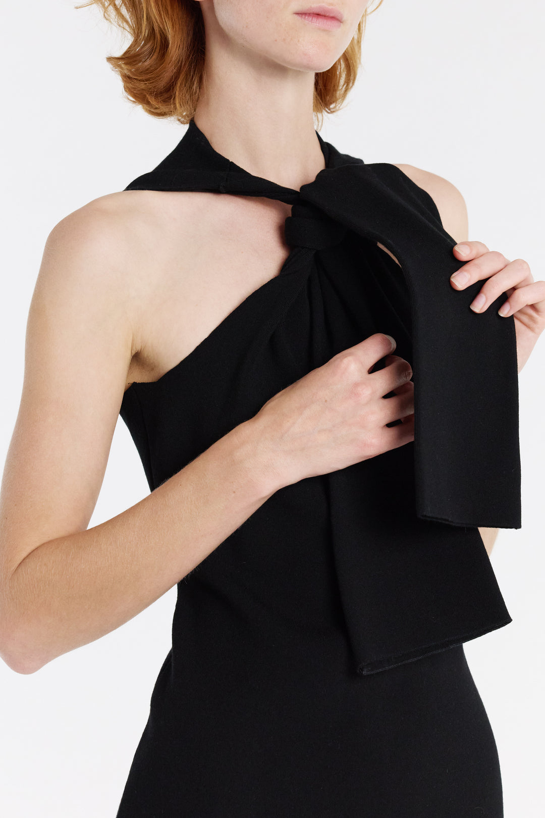 Knit Dress With Neck Tie Black