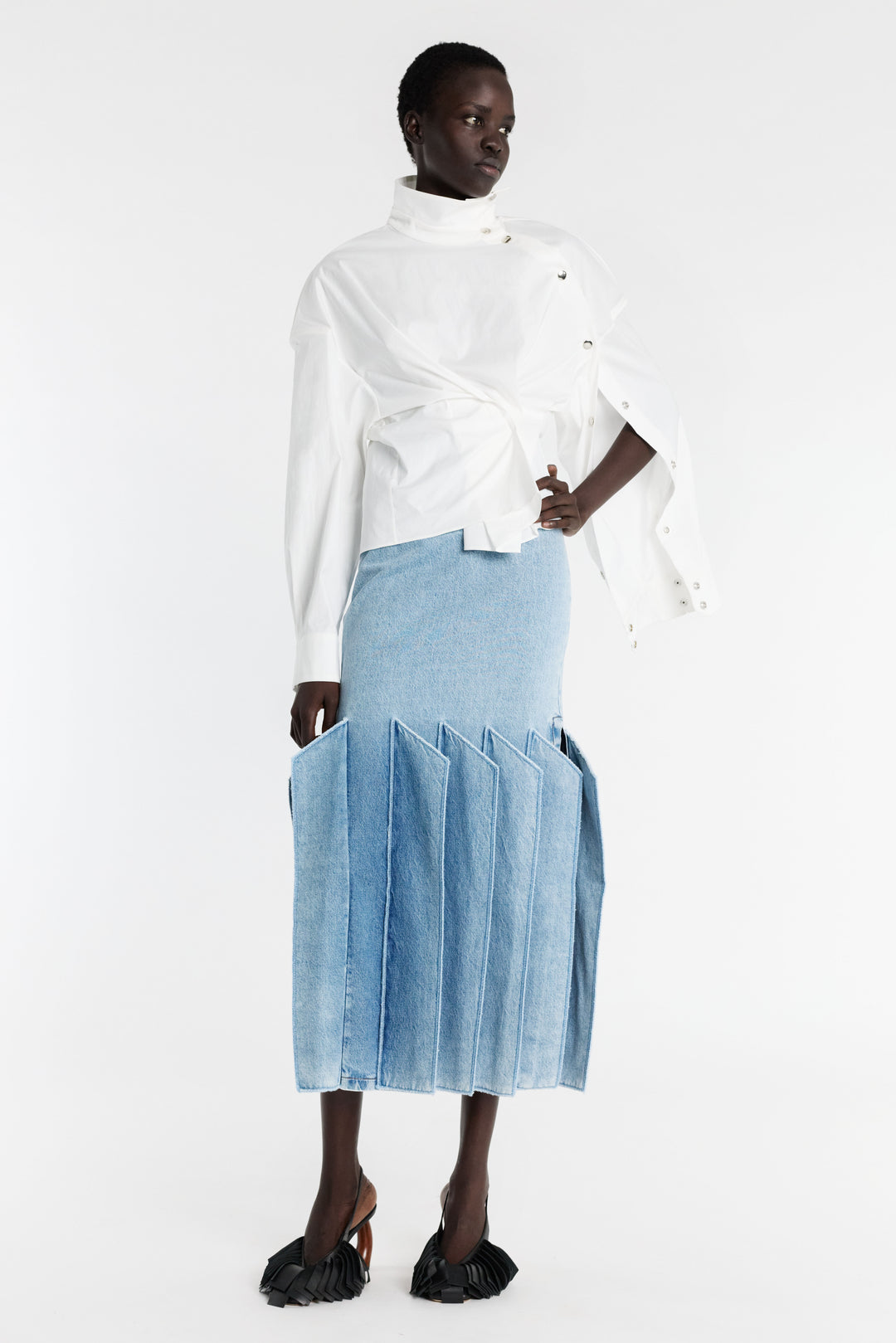 Asymmetric Collar Shirt White