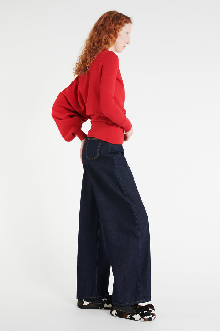 Slouched Sleeve Sweatshirt Red