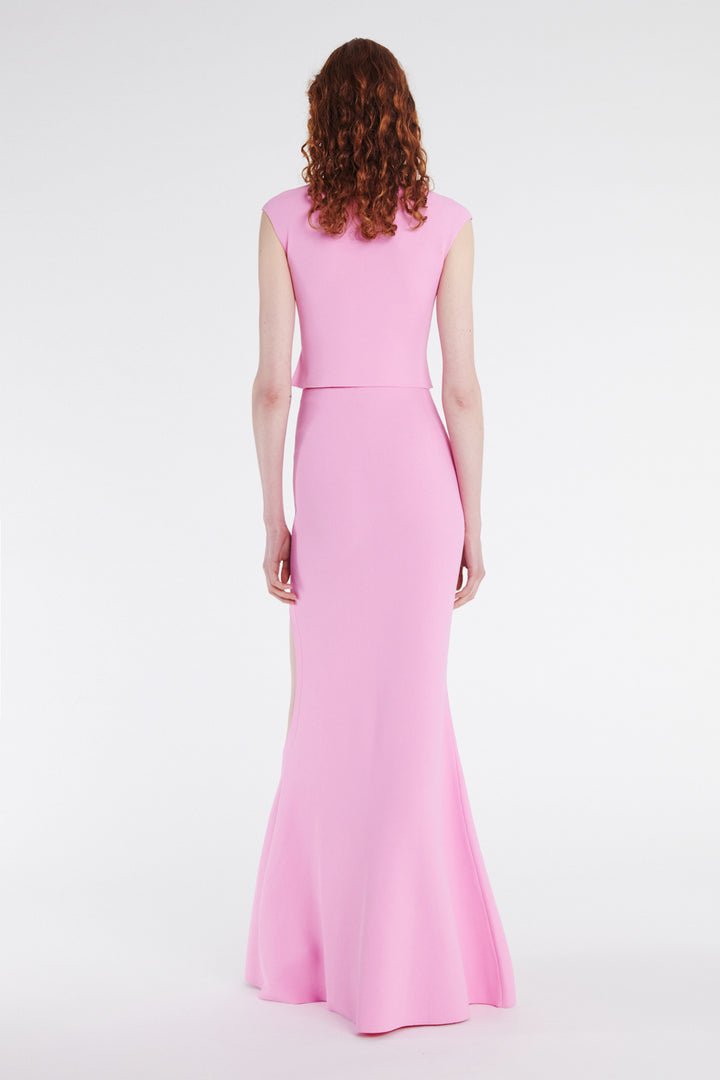 Knitted Flared Skirt With Cut Out Pink