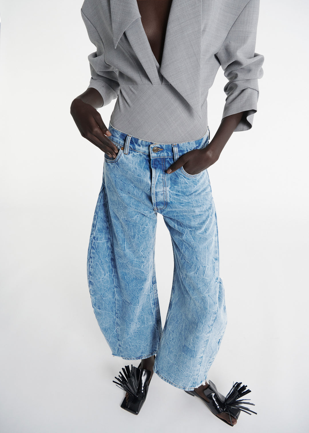 Denim Side Insert Jeans Indigo Acid Wash