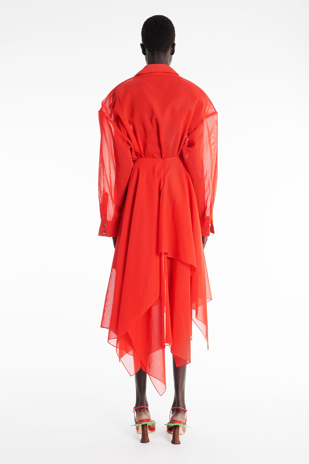 Organza Shirt Dress Red