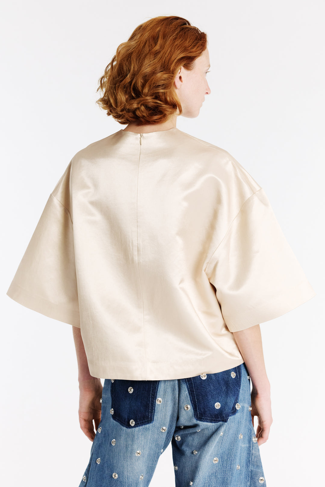 Boiled Egg Satin Top Peach