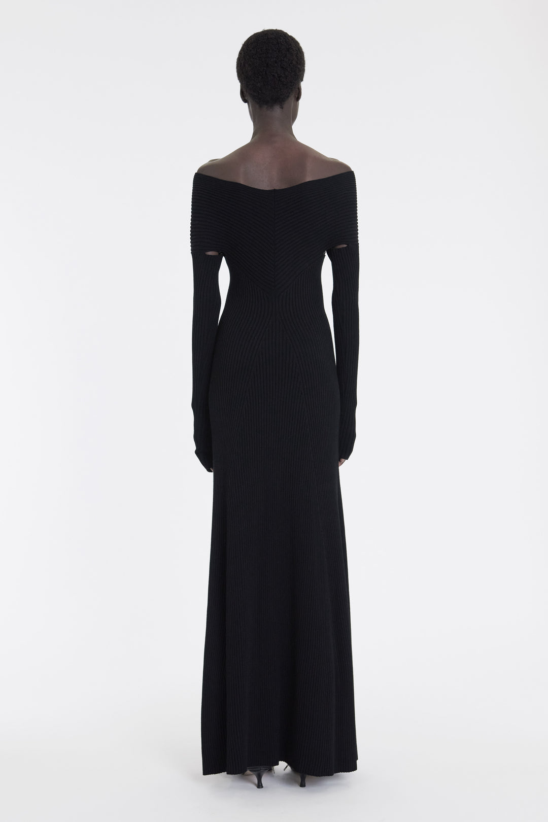 Knit Maxi Off Shoulder Dress Black
