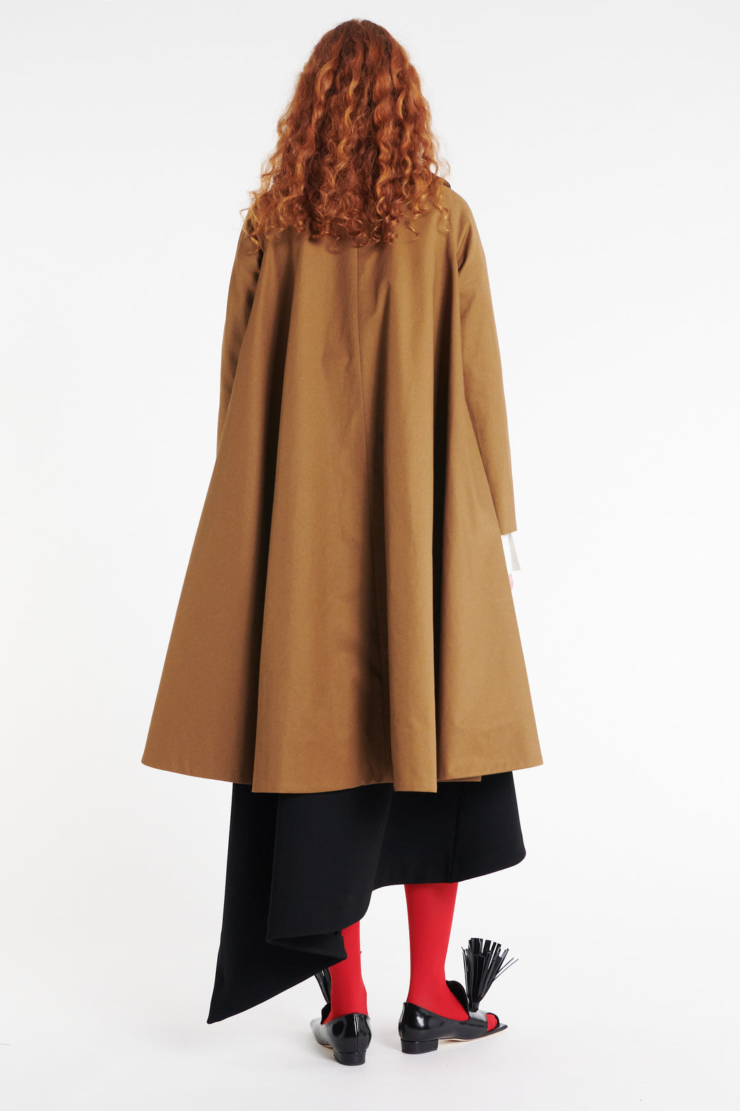 Long Flared Trench With Pockets Khaki Brown