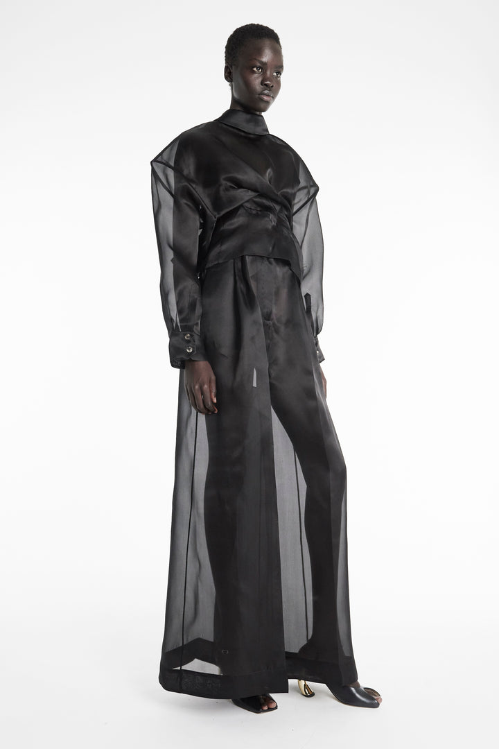 Organza Wide Leg Pants Black