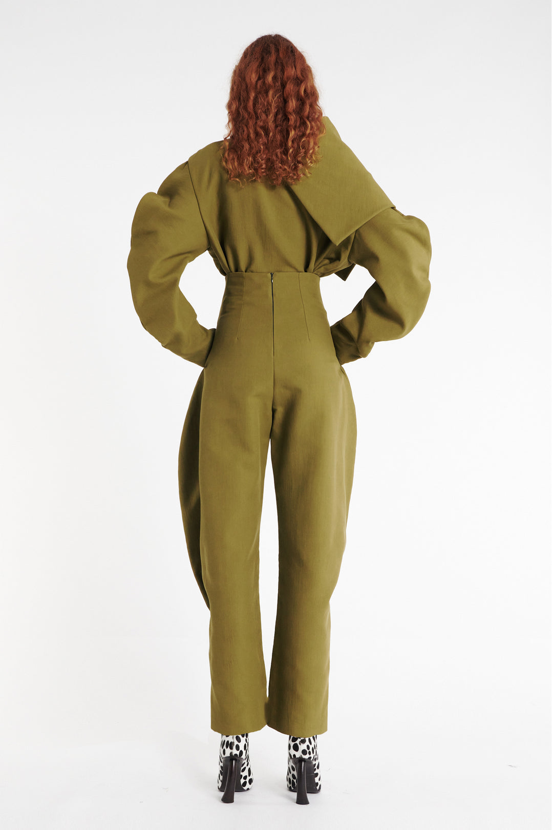 High Rise Rounded Pant Khaki Green