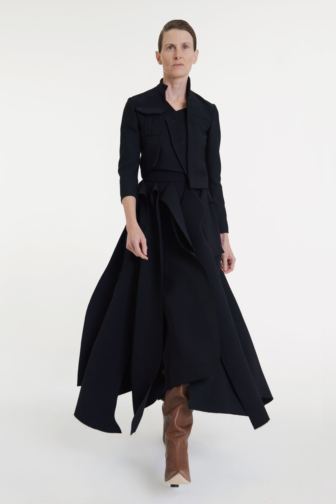 Multiple Asymmetric Panels Skirt Black