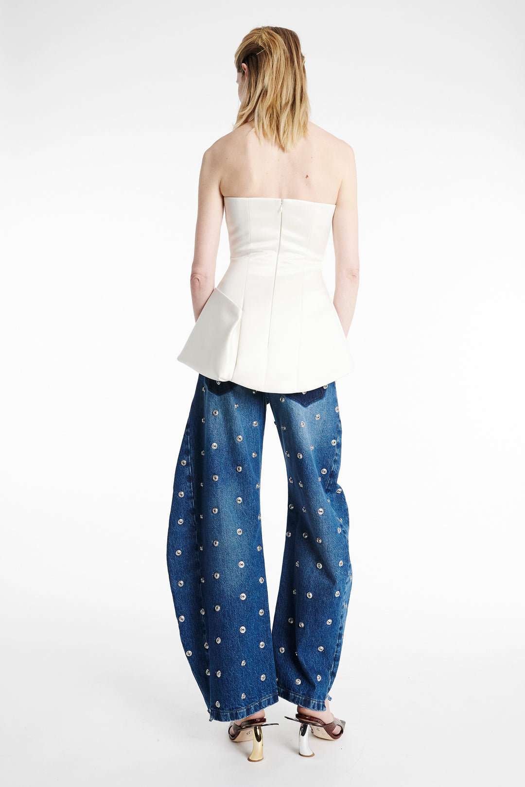 Corseted Tuxedo Top Ivory