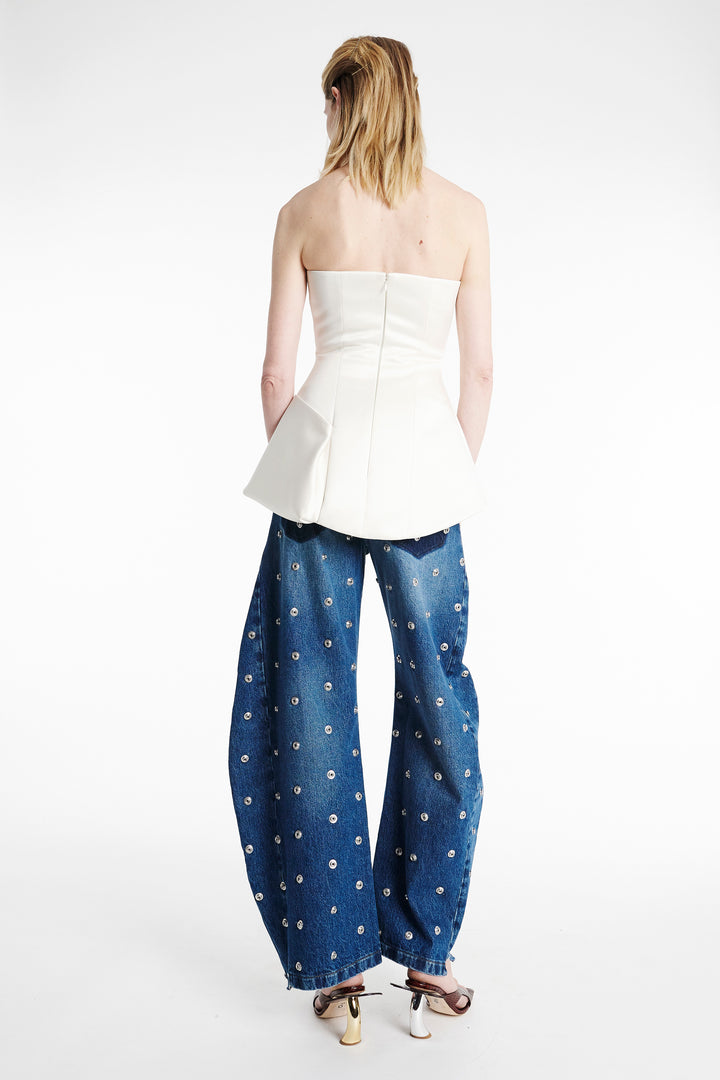 Corseted Tuxedo Top Ivory