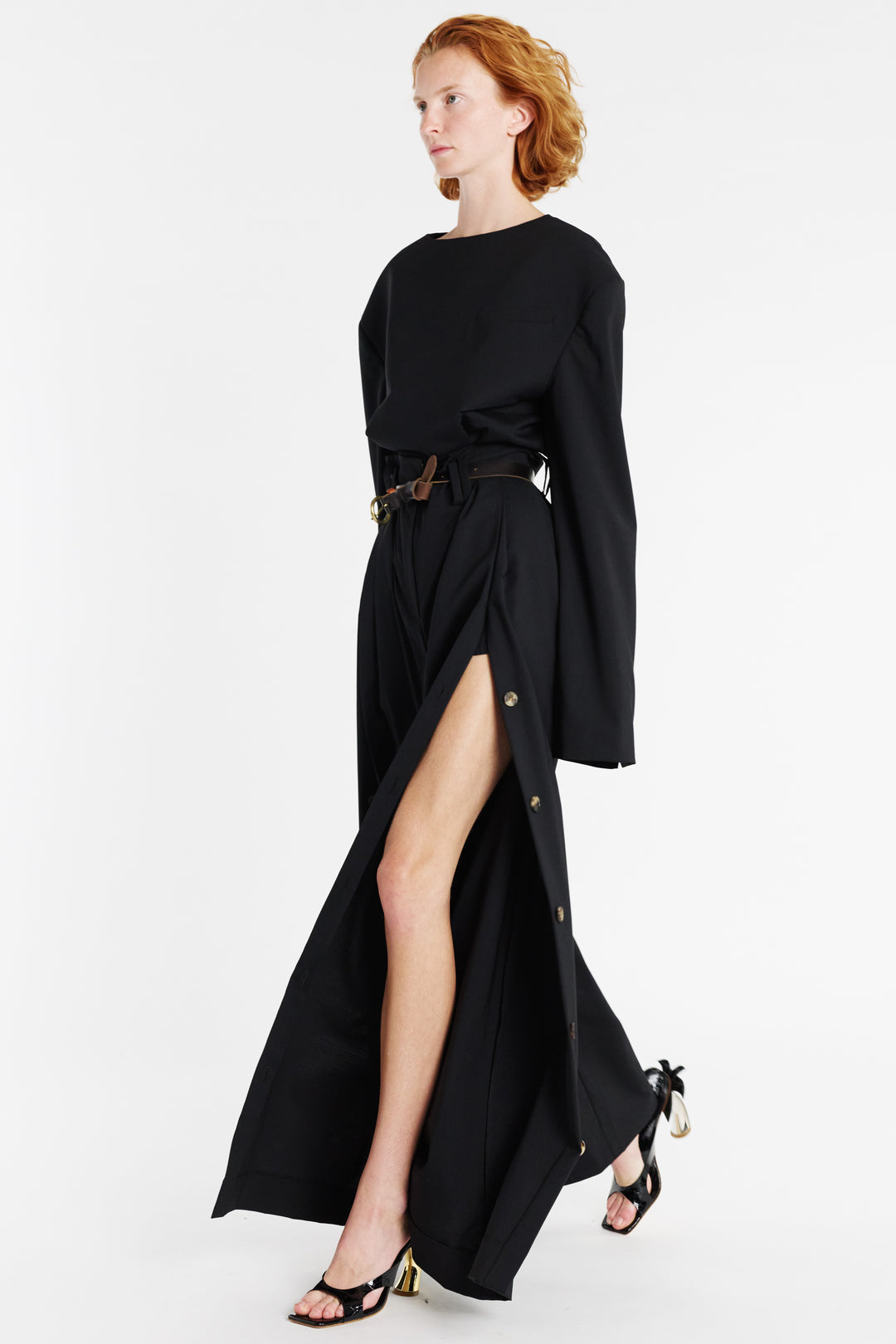 Full Split Wide Leg Trousers Black