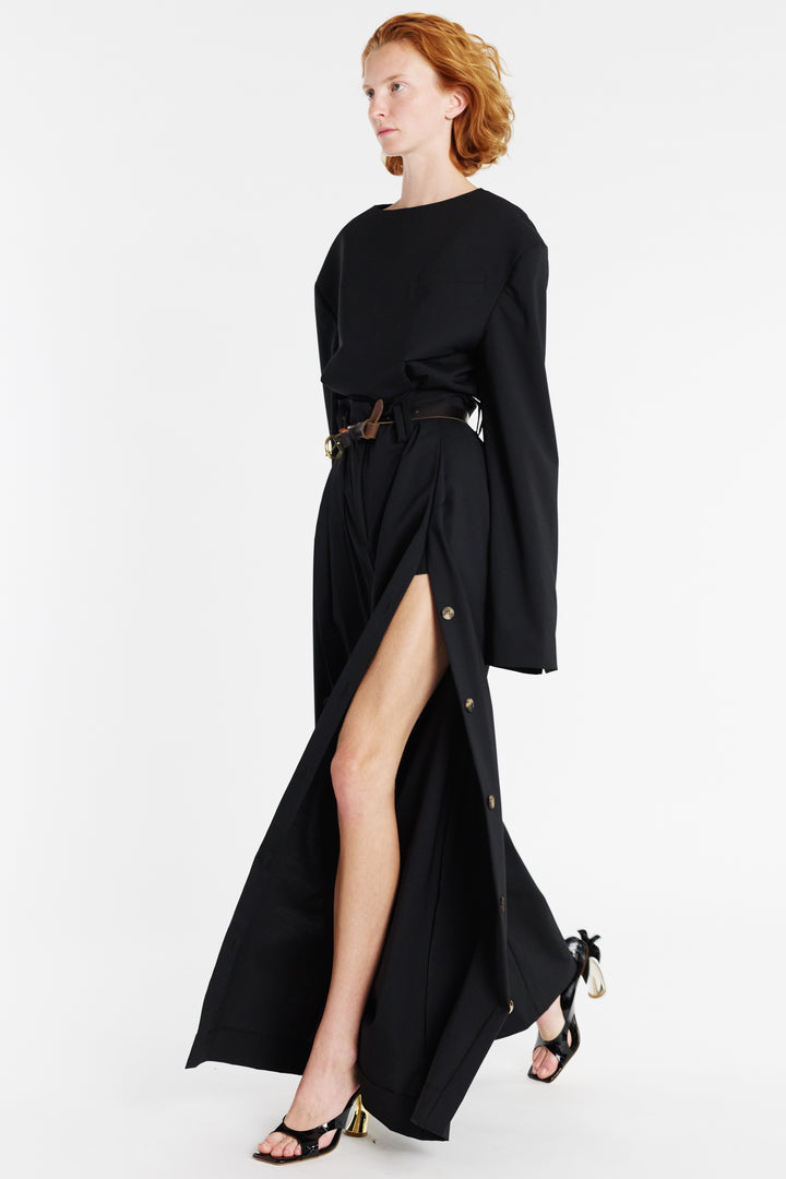 Full Split Wide Leg Trousers Black