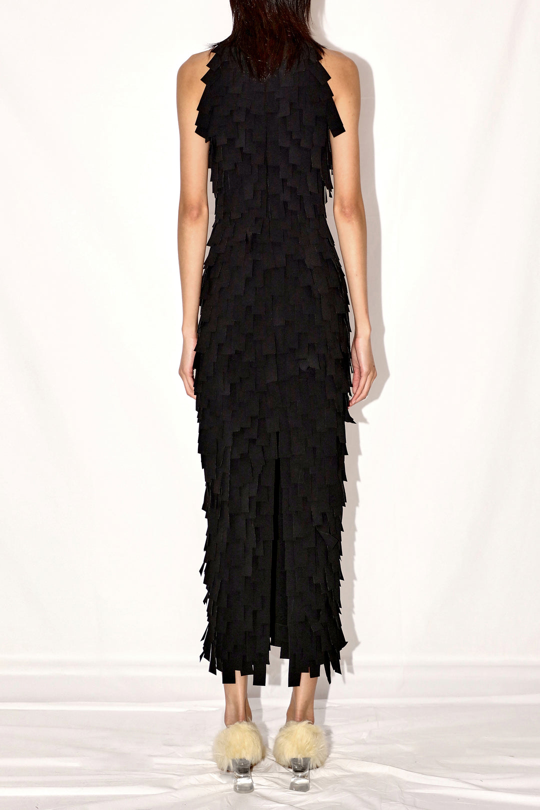 Multi Rectangle Halterneck Midi Dress Black