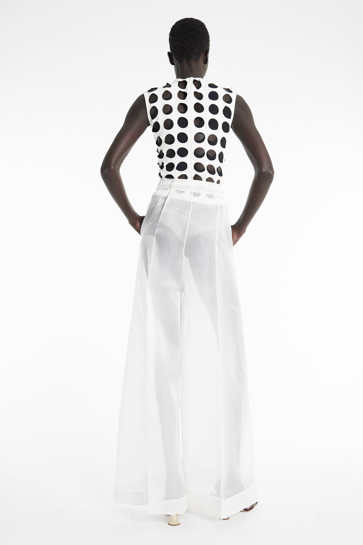Organza Wide Leg Pants White