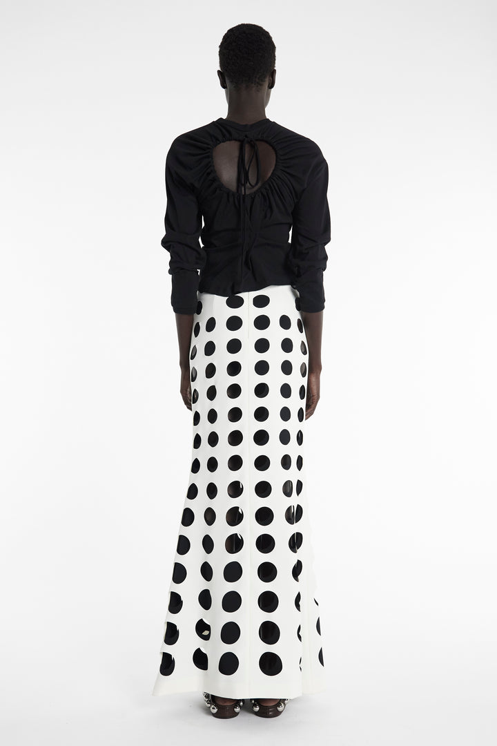 Layered Circular Cutouts Skirt White Black