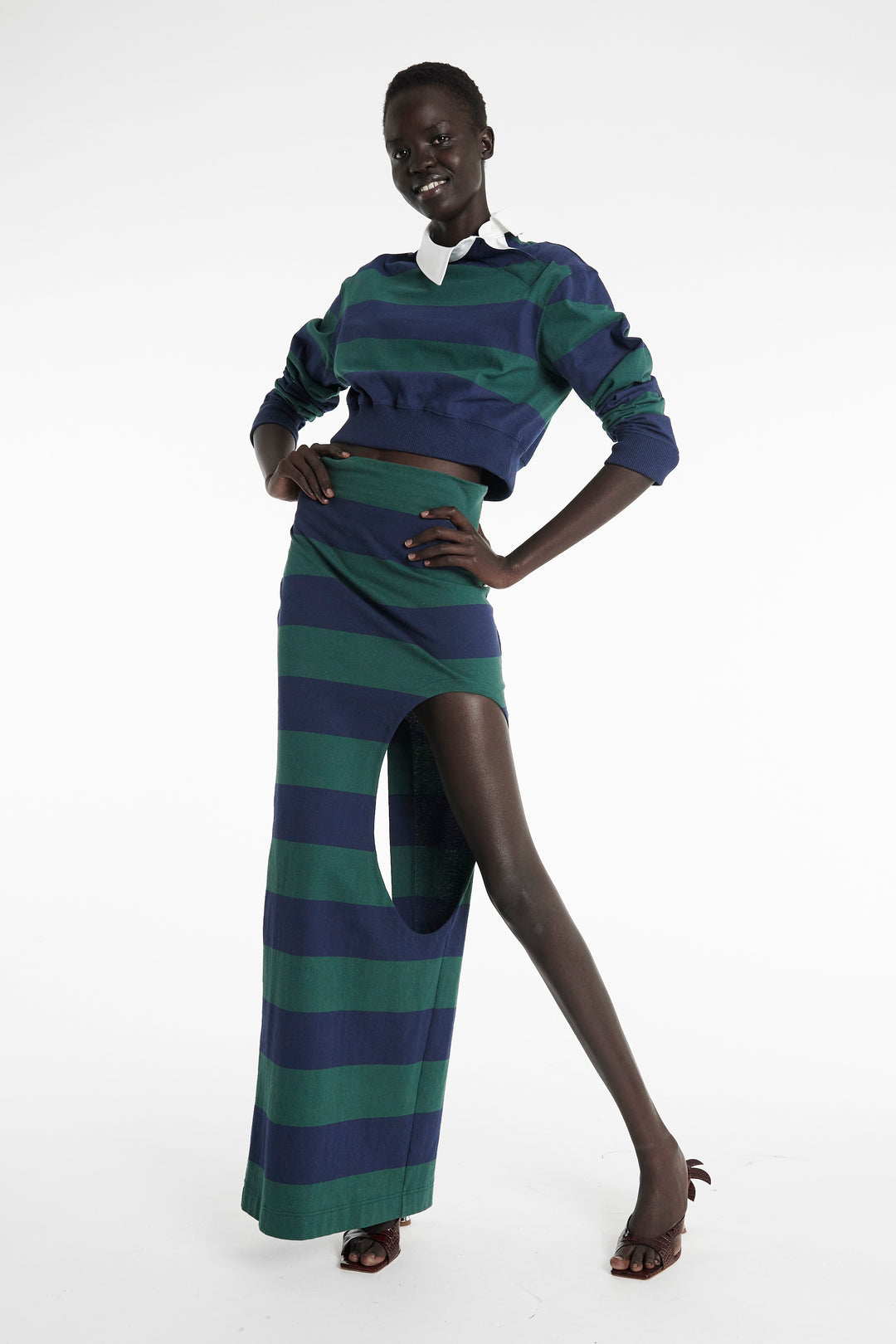 Twisted Collar Rugby Jersey Emerald Green Navy